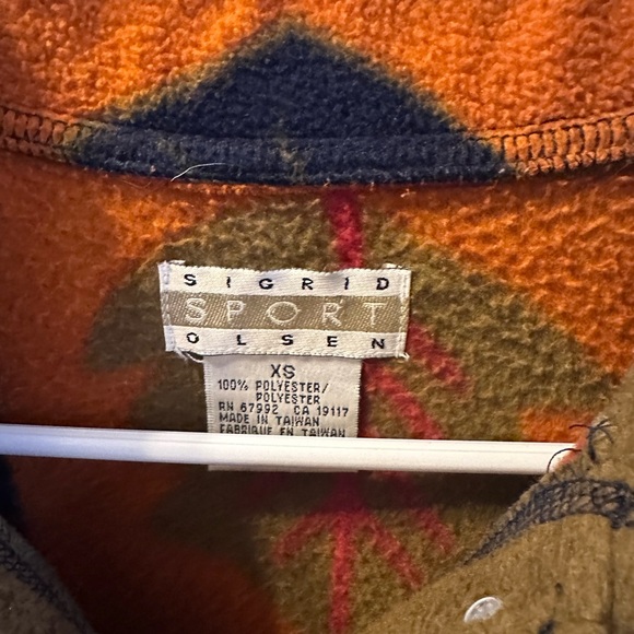 Sigrid Olsen Red and Orange Leaf Teddy Jacket - Picture 3 of 3